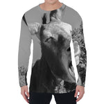Black And White Funny Donkey Print Men's Long Sleeve T-Shirt
