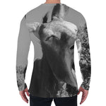 Black And White Funny Donkey Print Men's Long Sleeve T-Shirt