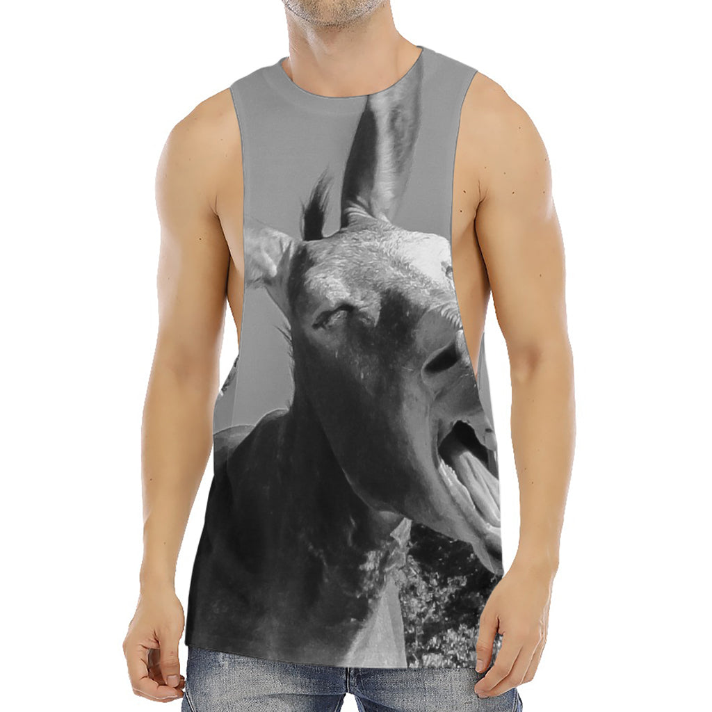 Black And White Funny Donkey Print Men's Muscle Tank Top