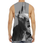 Black And White Funny Donkey Print Men's Muscle Tank Top