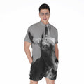 Black And White Funny Donkey Print Men's Romper
