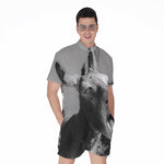 Black And White Funny Donkey Print Men's Rompers