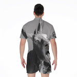 Black And White Funny Donkey Print Men's Rompers