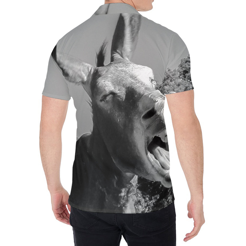 Black And White Funny Donkey Print Men's Shirt