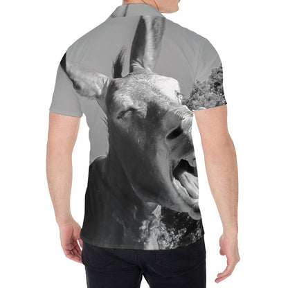 Black And White Funny Donkey Print Men's Shirt