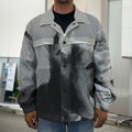 Black And White Funny Donkey Print Men's Shirt Jacket