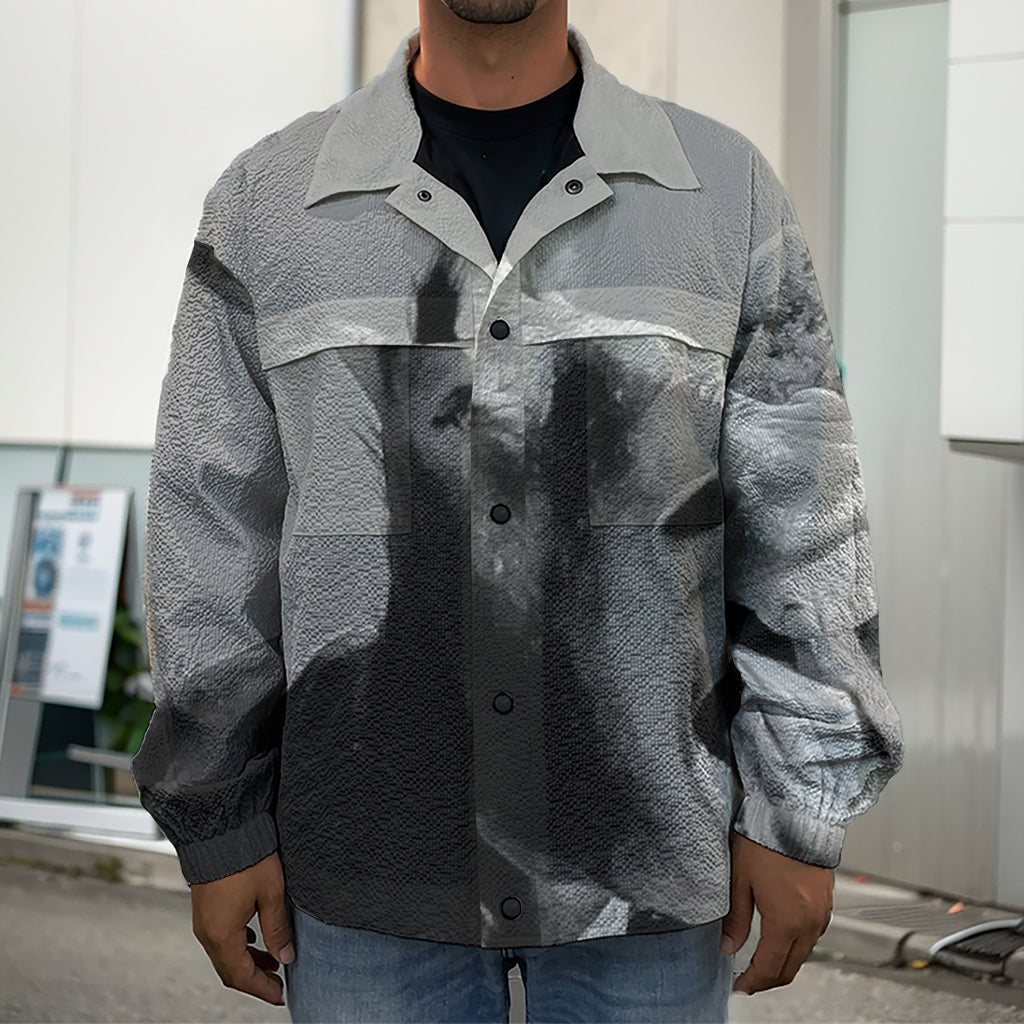 Black And White Funny Donkey Print Men's Shirt Jacket