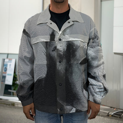 Black And White Funny Donkey Print Men's Shirt Jacket