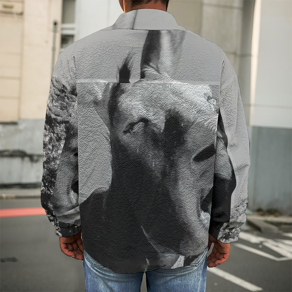 Black And White Funny Donkey Print Men's Shirt Jacket