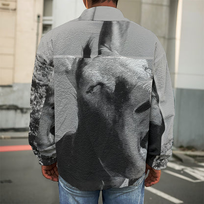 Black And White Funny Donkey Print Men's Shirt Jacket