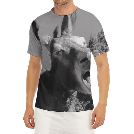 Black And White Funny Donkey Print Men's Short Sleeve Rash Guard