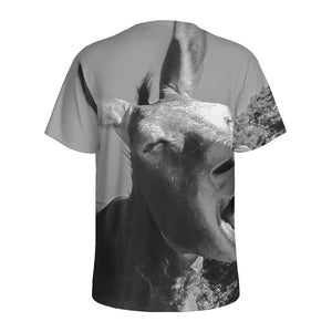 Black And White Funny Donkey Print Men's Sports T-Shirt