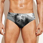 Black And White Funny Donkey Print Men's Swim Briefs