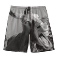 Black And White Funny Donkey Print Men's Swim Trunks