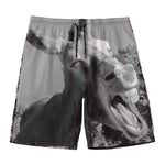 Black And White Funny Donkey Print Men's Swim Trunks