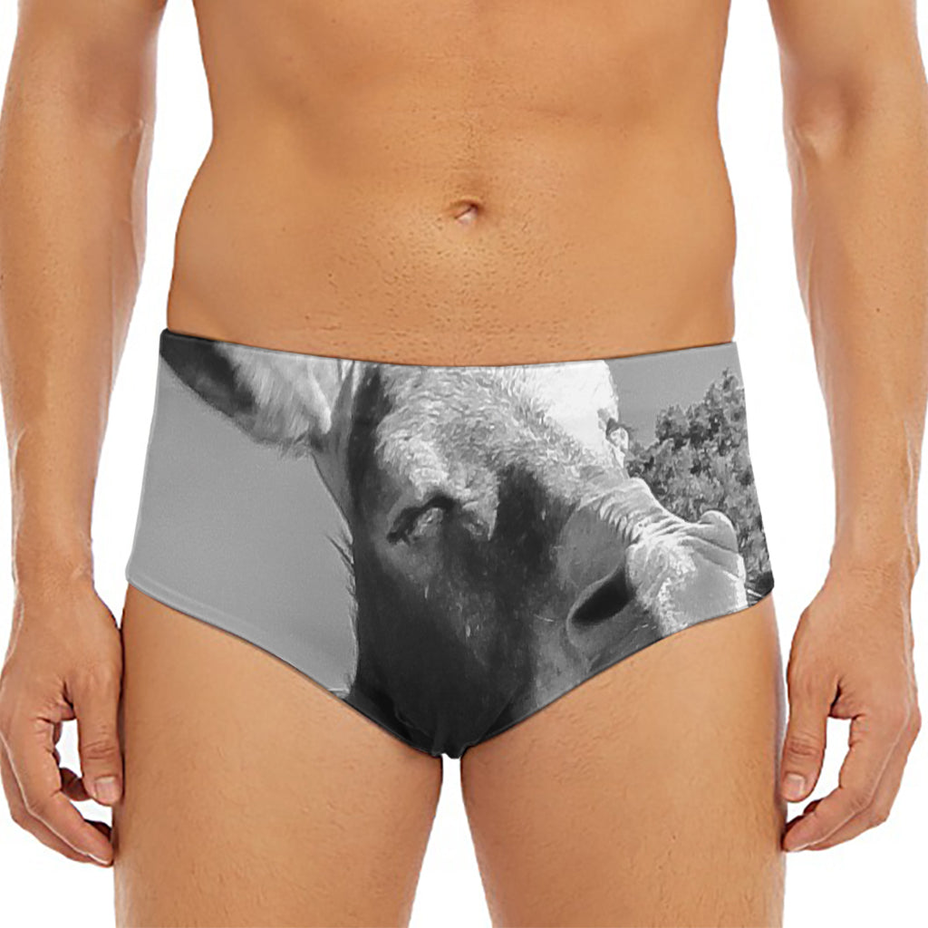Black And White Funny Donkey Print Men's Triangle Swim Briefs