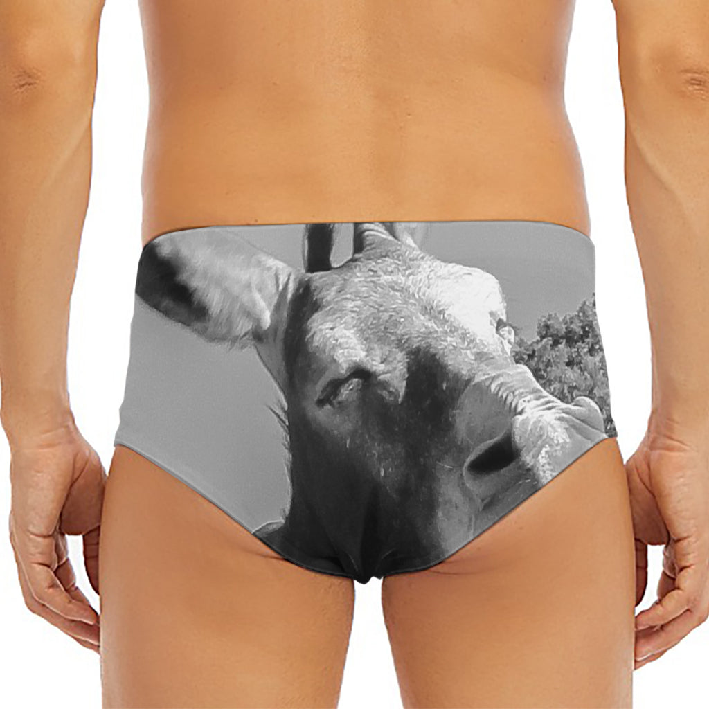 Black And White Funny Donkey Print Men's Triangle Swim Briefs