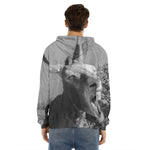 Black And White Funny Donkey Print Men's Velvet Pullover Hoodie