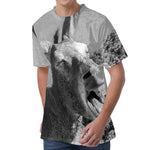 Black And White Funny Donkey Print Men's Velvet T-Shirt