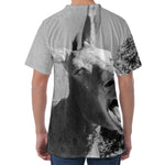 Black And White Funny Donkey Print Men's Velvet T-Shirt