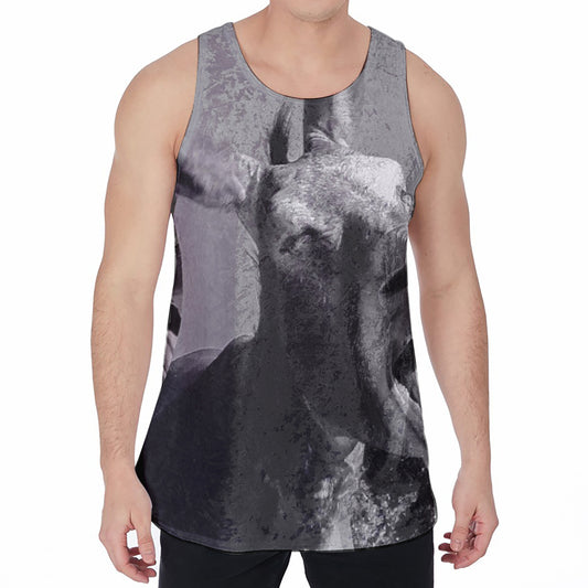 Black And White Funny Donkey Print Men's Velvet Tank Top