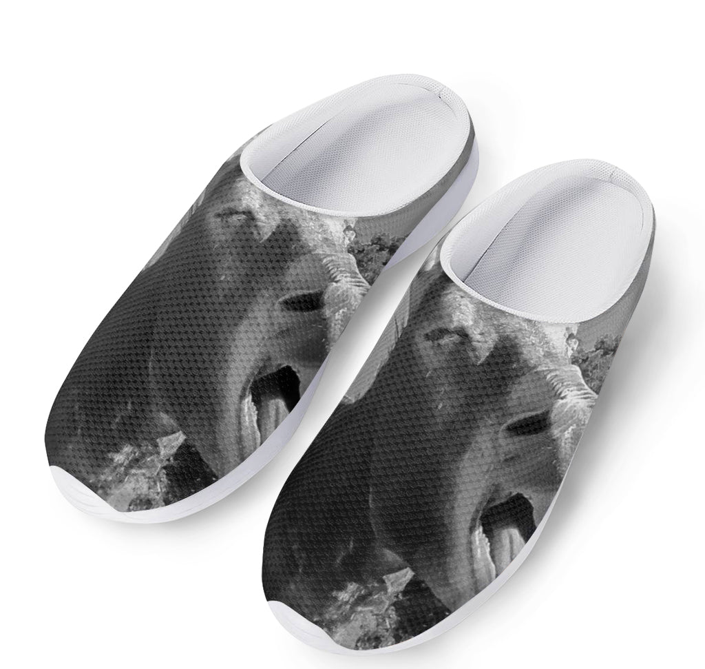Black And White Funny Donkey Print Mesh Casual Shoes