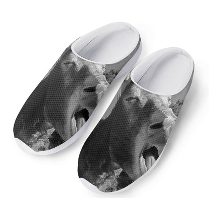Black And White Funny Donkey Print Mesh Casual Shoes