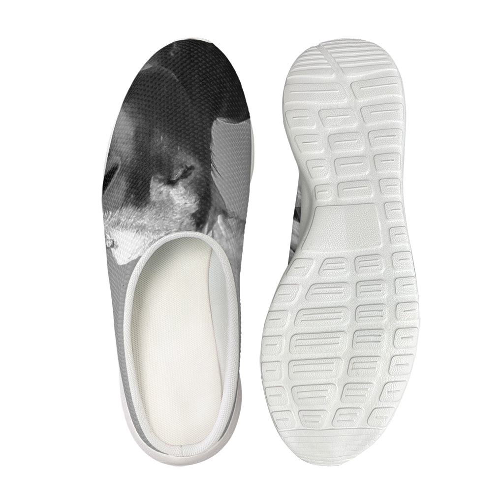 Black And White Funny Donkey Print Mesh Casual Shoes