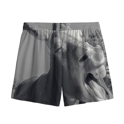 Black And White Funny Donkey Print Mesh Shorts