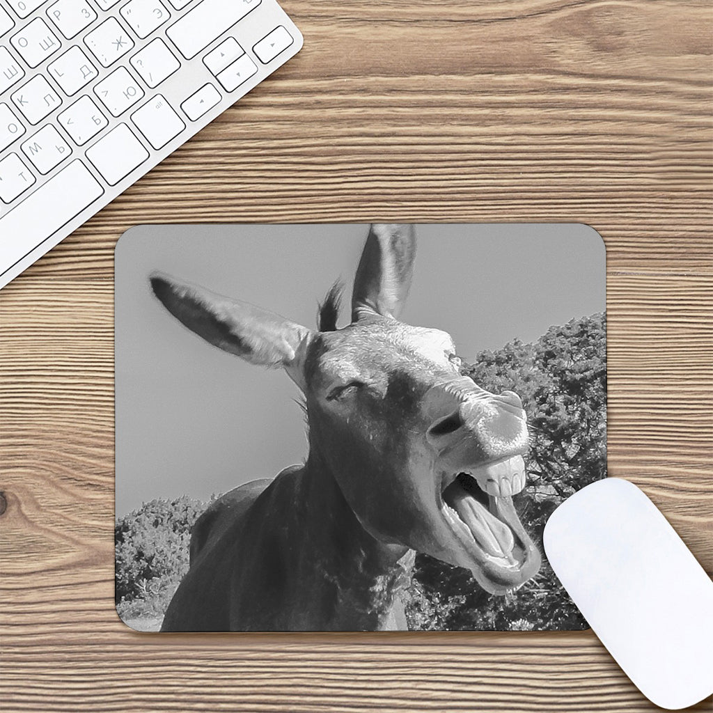 Black And White Funny Donkey Print Mouse Pad