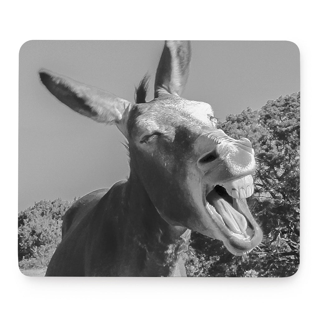 Black And White Funny Donkey Print Mouse Pad