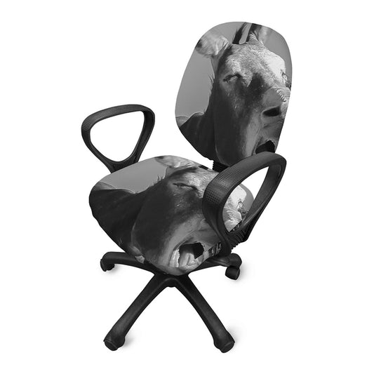 Black And White Funny Donkey Print Office Chair Cover