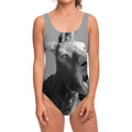 Black And White Funny Donkey Print One Piece Swimsuit