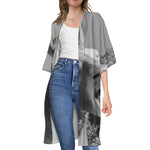 Black And White Funny Donkey Print Open Front Beach Cover Up