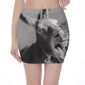 Black And White Funny Donkey Print Pencil Mini Skirt