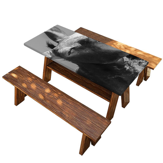 Black And White Funny Donkey Print Picnic Table Cover