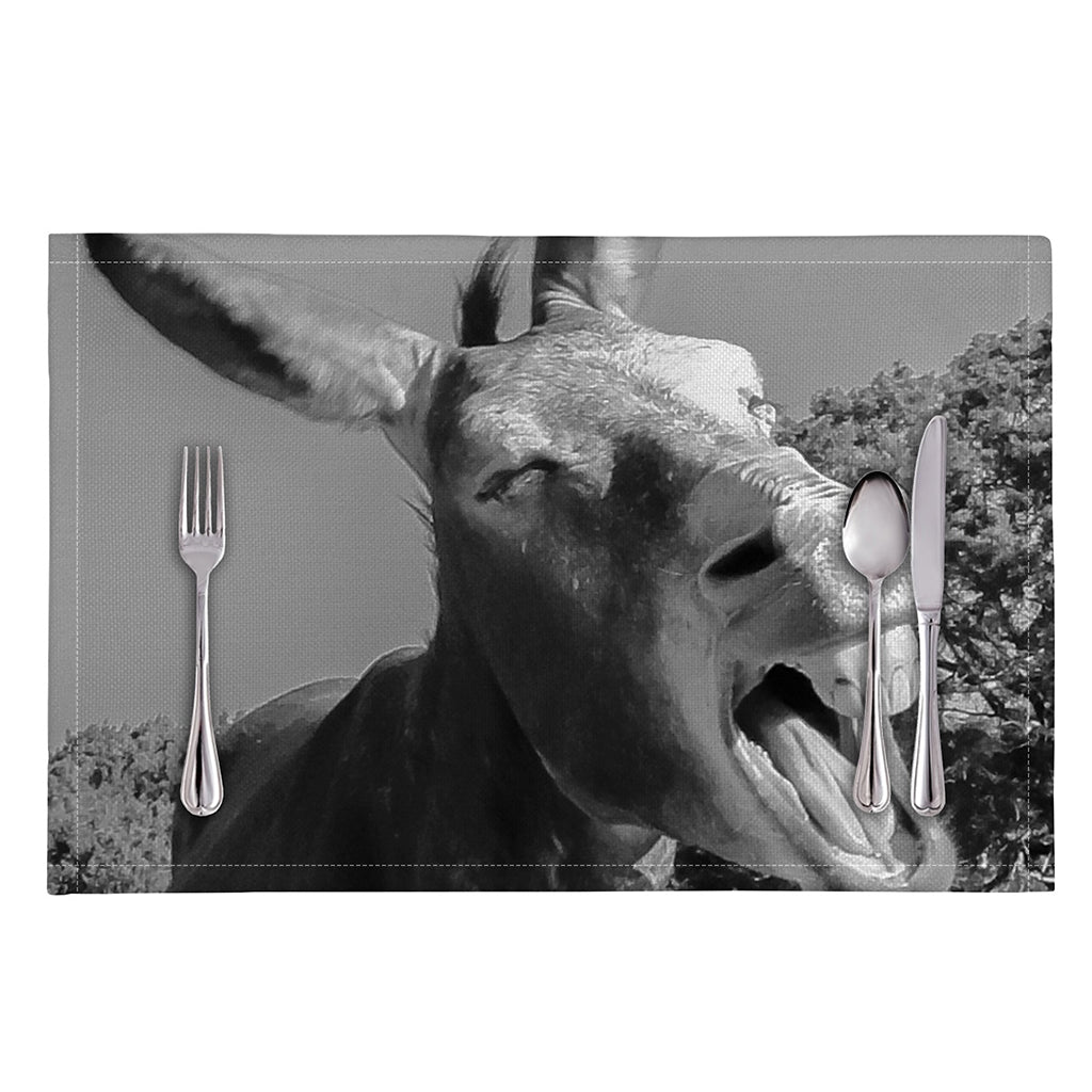 Black And White Funny Donkey Print Placemat