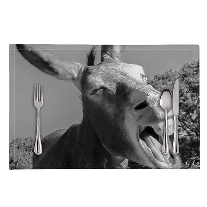 Black And White Funny Donkey Print Placemat