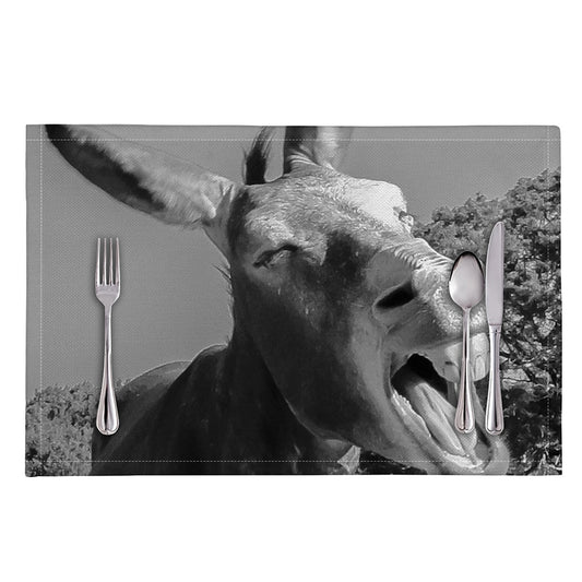 Black And White Funny Donkey Print Placemat