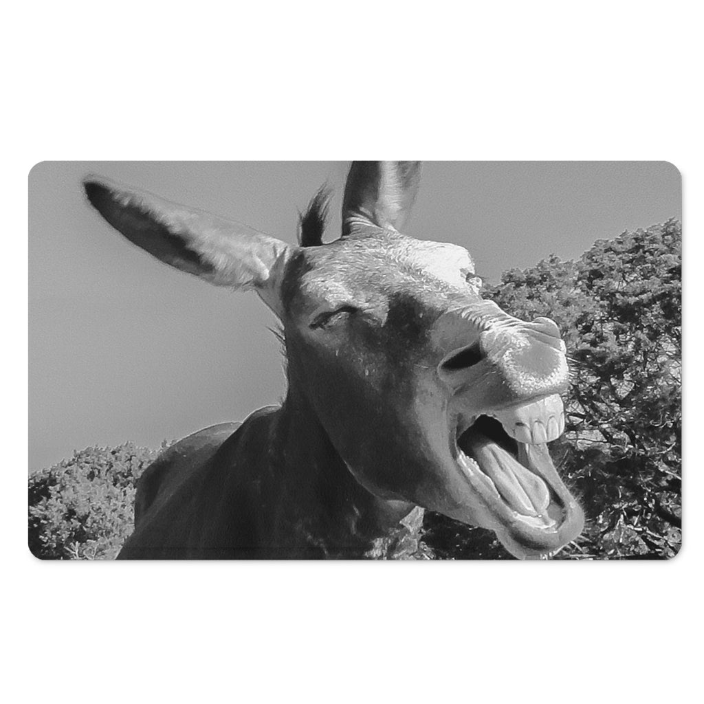 Black And White Funny Donkey Print Polyester Doormat