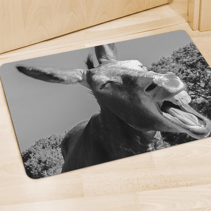 Black And White Funny Donkey Print Polyester Doormat