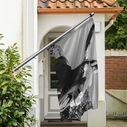 Black And White Funny Donkey Print Polyester Flag