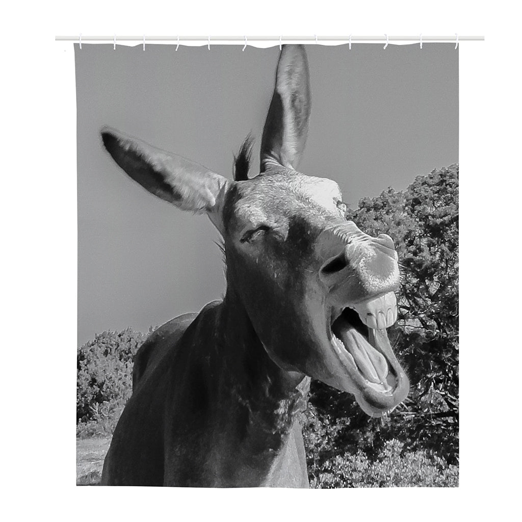 Black And White Funny Donkey Print Polyester Shower Curtain