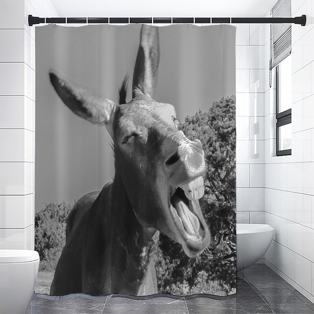 Black And White Funny Donkey Print Premium Shower Curtain