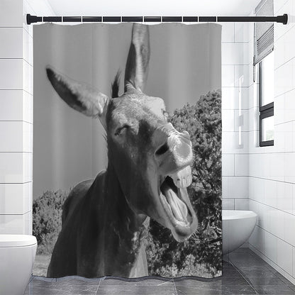 Black And White Funny Donkey Print Premium Shower Curtain