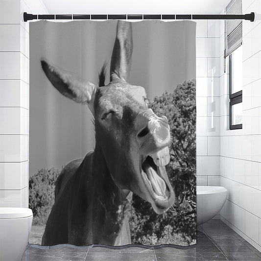 Black And White Funny Donkey Print Premium Shower Curtain