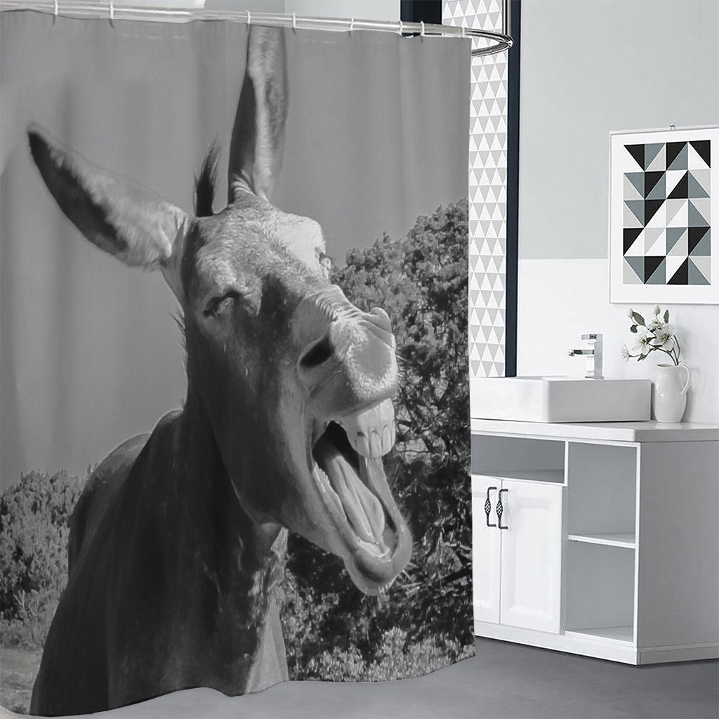 Black And White Funny Donkey Print Premium Shower Curtain