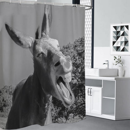 Black And White Funny Donkey Print Premium Shower Curtain