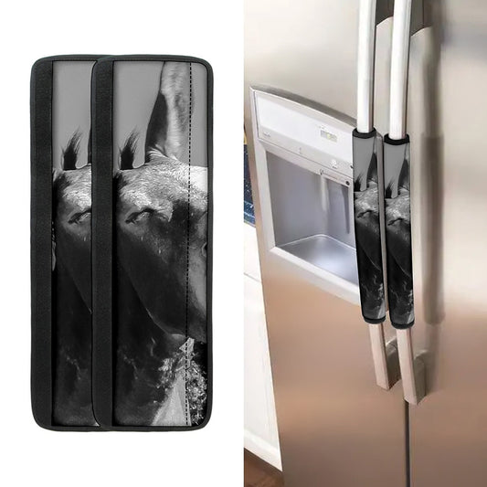 Black And White Funny Donkey Print Refrigerator Handle Covers