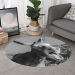 Black And White Funny Donkey Print Round Rug